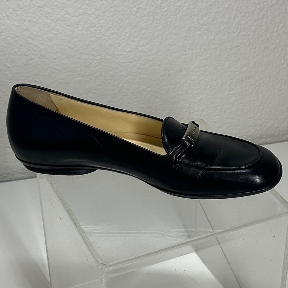 Prada Women's Black Leather Flats Loafers Euro 36 1/2 US Size 6 - Picture 6 of 9